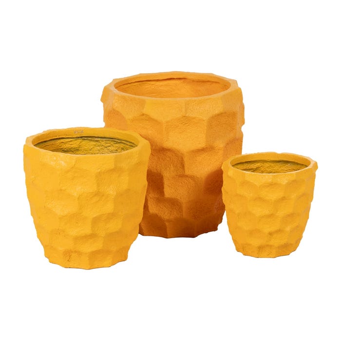 Decoração de vaso de resina amarela 49 x 49 x 49 cm