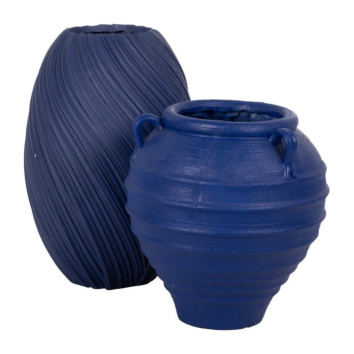 Dark Blue Resin Vase Decoration 56 X 56 X 60 Cm