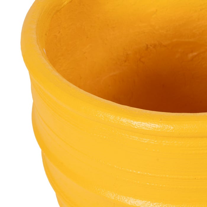 Decoração de vaso de resina amarela 49,30 x 49,30 x 51 cm
