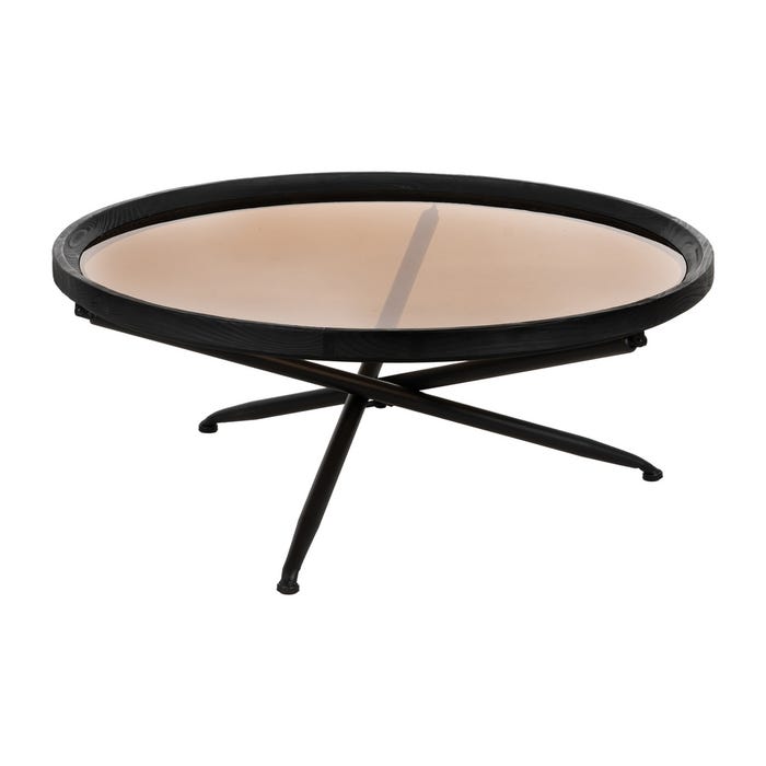 Black Wood-Metal Coffee Table 100 x 100 x 40 cm