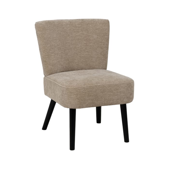 Beige Fabric-Wood Living Room Armchair 55 X 63 X 76 Cm