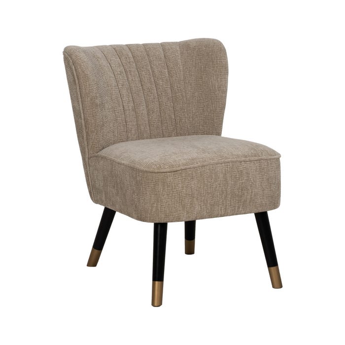 Beige Fabric-Wood Living Room Armchair 58 X 70 X 74 Cm