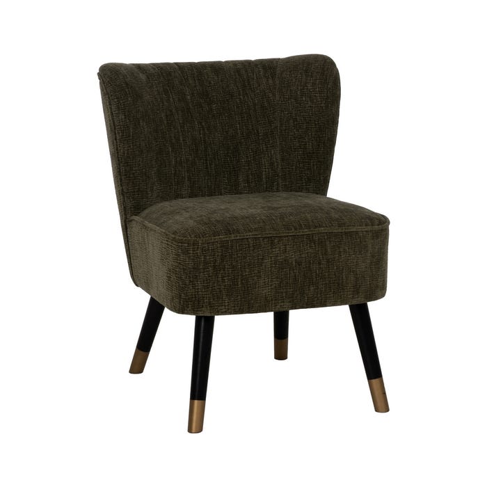 Poltrona de sala de estar em tecido verde e madeira 58 x 70 x 74 cm