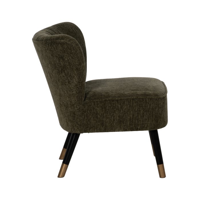 Green Fabric-Wood Living Room Armchair 58 X 70 X 74 Cm