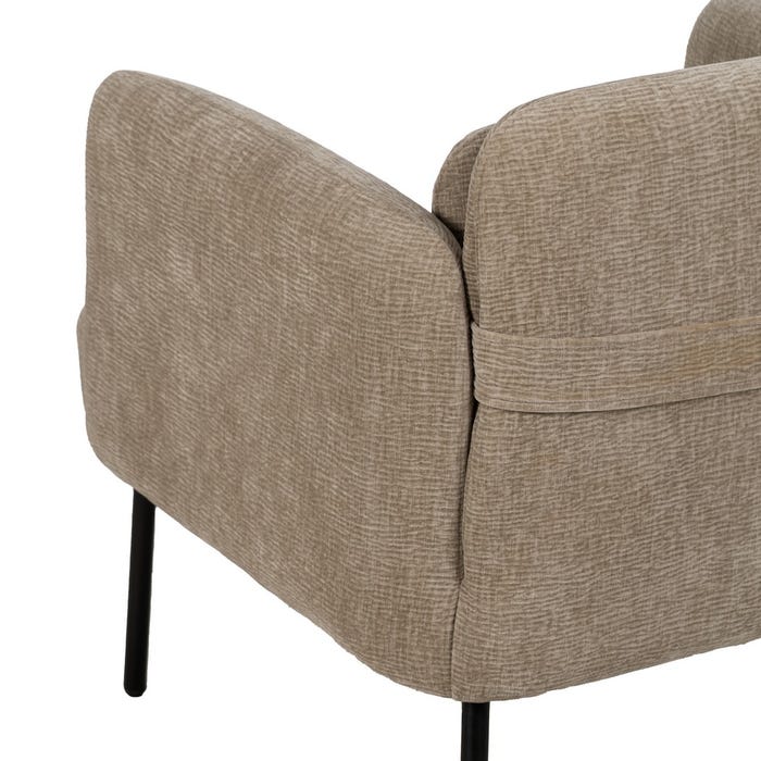 Beige Fabric-Wood Living Room Armchair 72 X 72 X 73 Cm