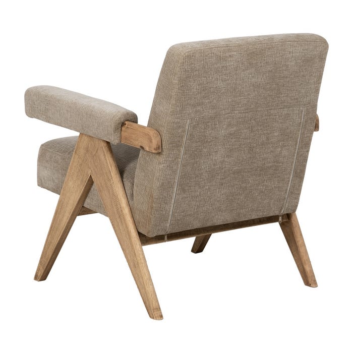 Sillón Beige Tejido-Madera Salón 74 X 76 X 85 Cm