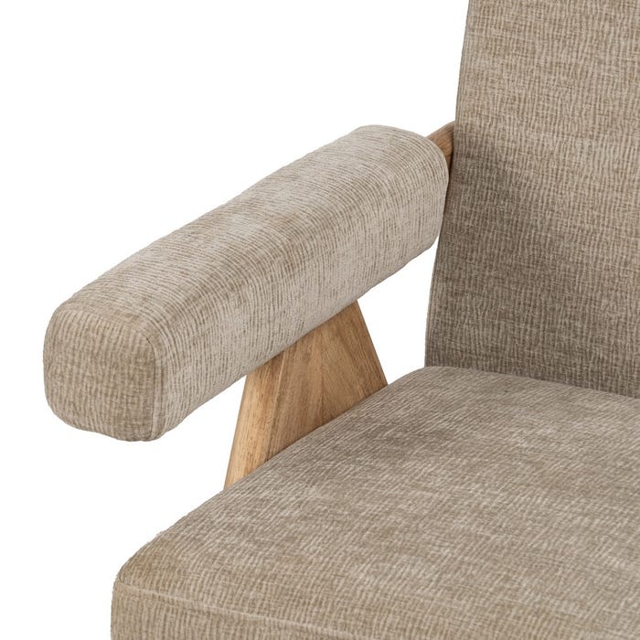 Sillón Beige Tejido-Madera Salón 74 X 76 X 85 Cm