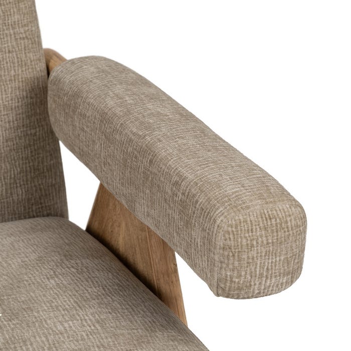 Sillón Beige Tejido-Madera Salón 74 X 76 X 85 Cm