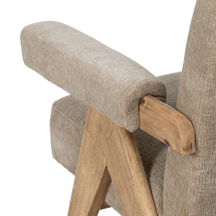 Sillón Beige Tejido-Madera Salón 74 X 76 X 85 Cm