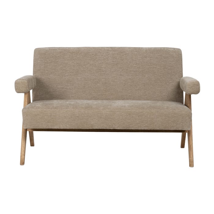 Beige Fabric-Wood Sofa Living Room 134 X 76 X 85 Cm