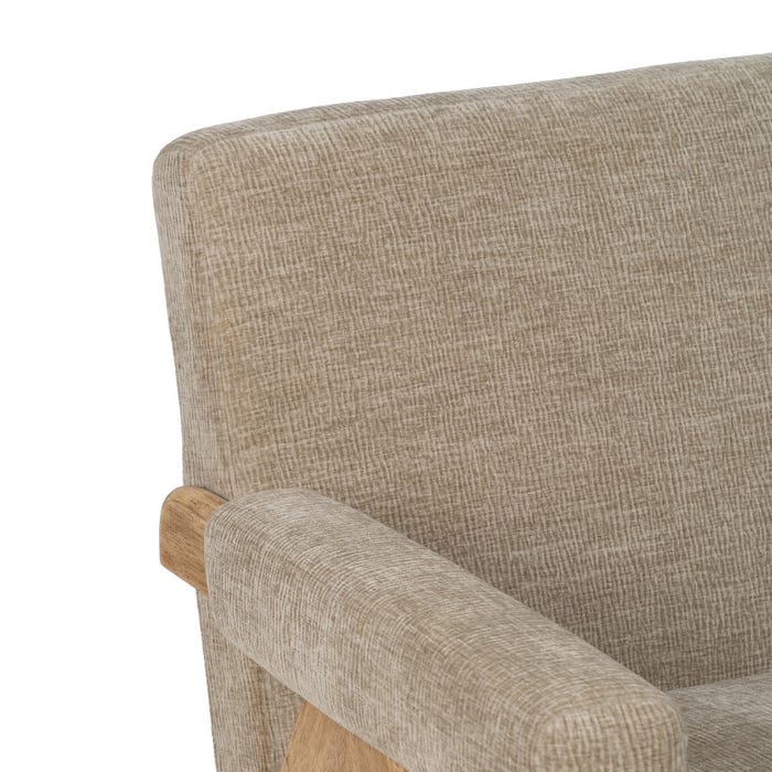 Beige Fabric-Wood Sofa Living Room 134 X 76 X 85 Cm