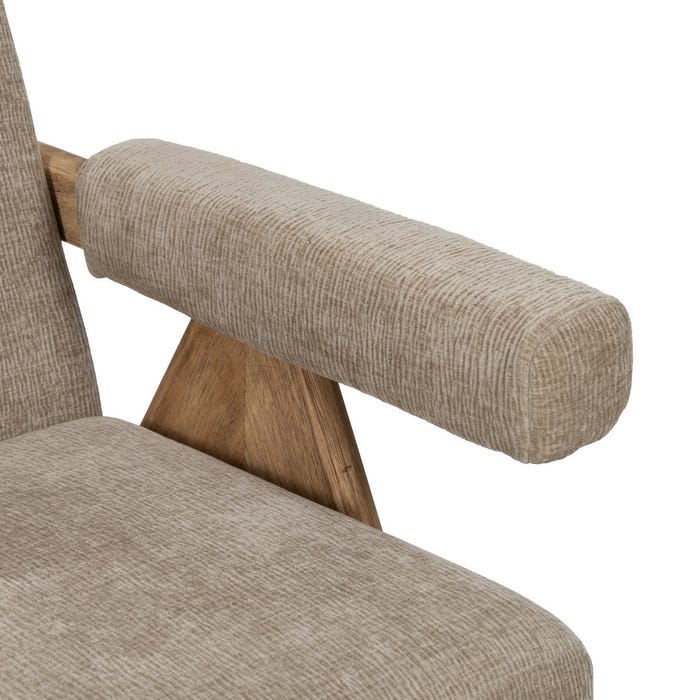 Beige Fabric-Wood Sofa Living Room 134 X 76 X 85 Cm
