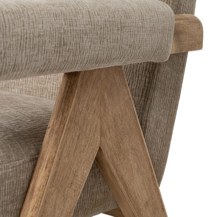 Beige Fabric-Wood Sofa Living Room 134 X 76 X 85 Cm