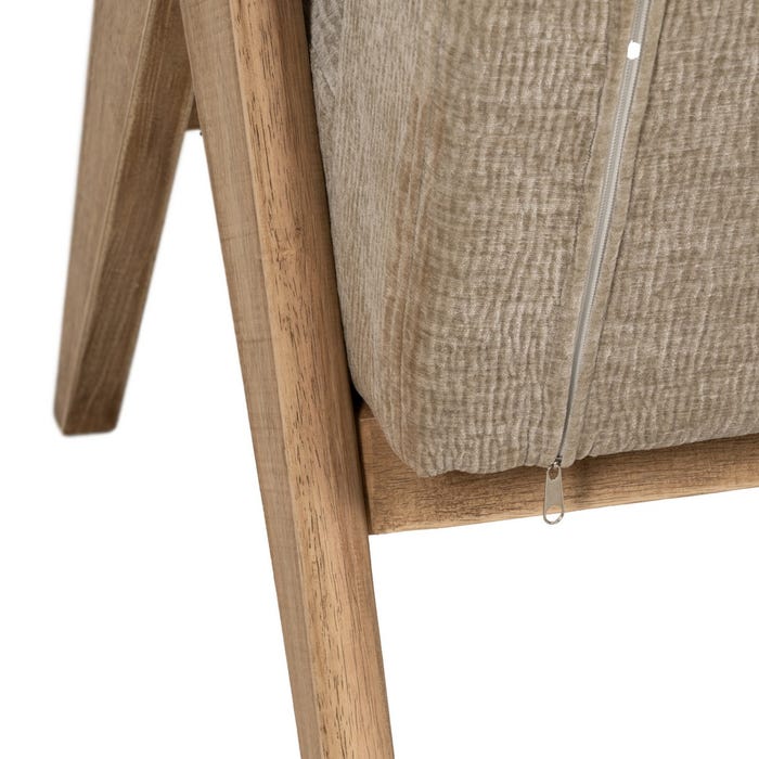 Beige Fabric-Wood Sofa Living Room 134 X 76 X 85 Cm