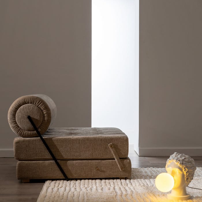 Beige Fabric-Wood Sofa Living Room 89 X 101 X 71 Cm