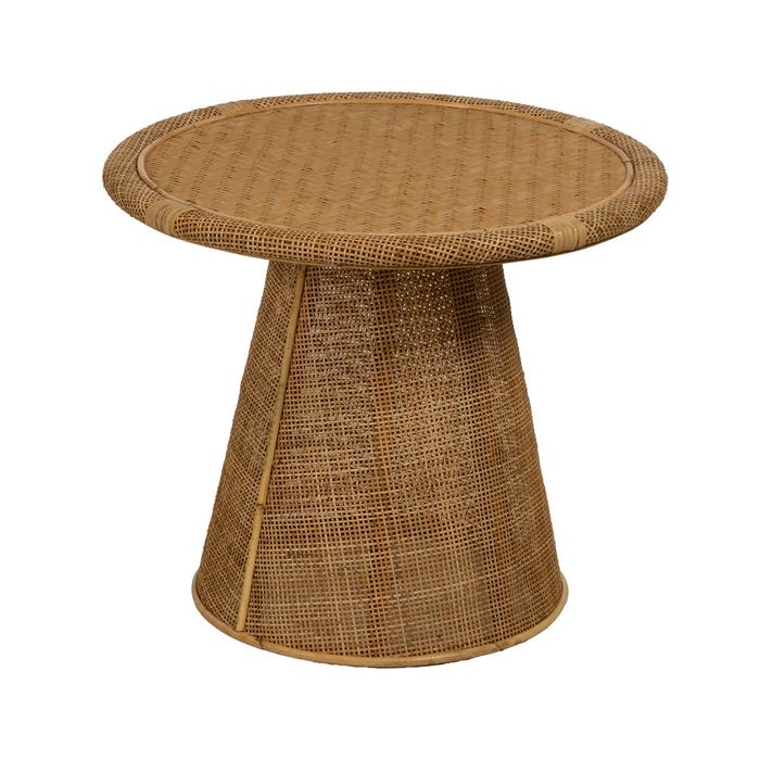 Mesa lateral de bambu natural para sala de estar 59 x 59 x 49,50 cm
