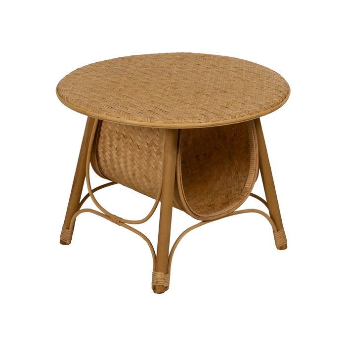 Mesa de centro de bambu natural para sala de estar 61 x 61 x 46 cm