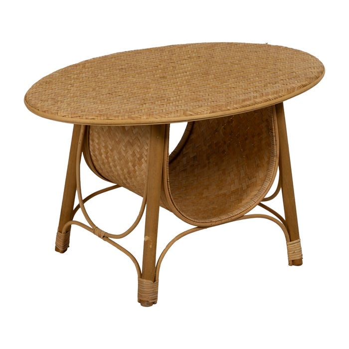 Mesa de centro de bambu natural para sala de estar 81 x 51 x 47,50 cm