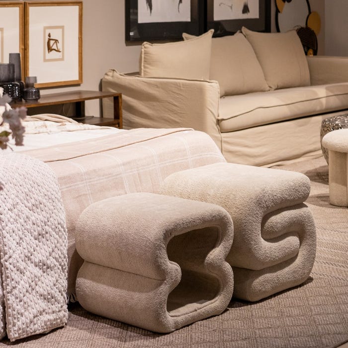 Puf Beige Tejido Salón 45 X 42 X 42 Cm