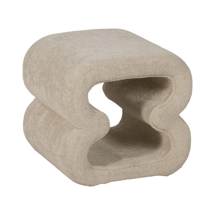 Beige Fabric Pouf Living Room 45 X 42 X 42 Cm