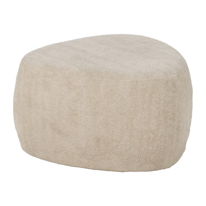Pufe de tecido bege para sala de estar 60 x 60 x 33 cm