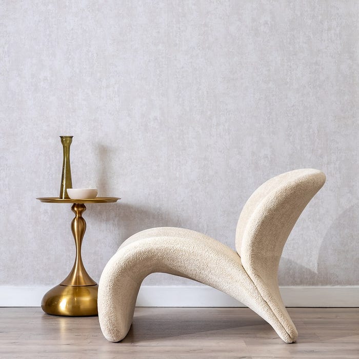 Beige Fabric Living Room Armchair 78 X 90 X 80 Cm