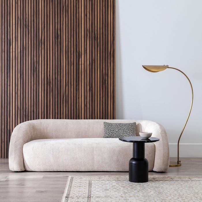 Sofá de tecido bege para sala de estar 200 x 89 x 61 cm