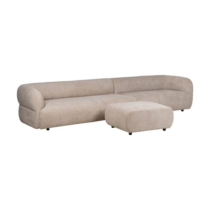 Beige Fabric Pouf Living Room 66 X 87 X 39 Cm