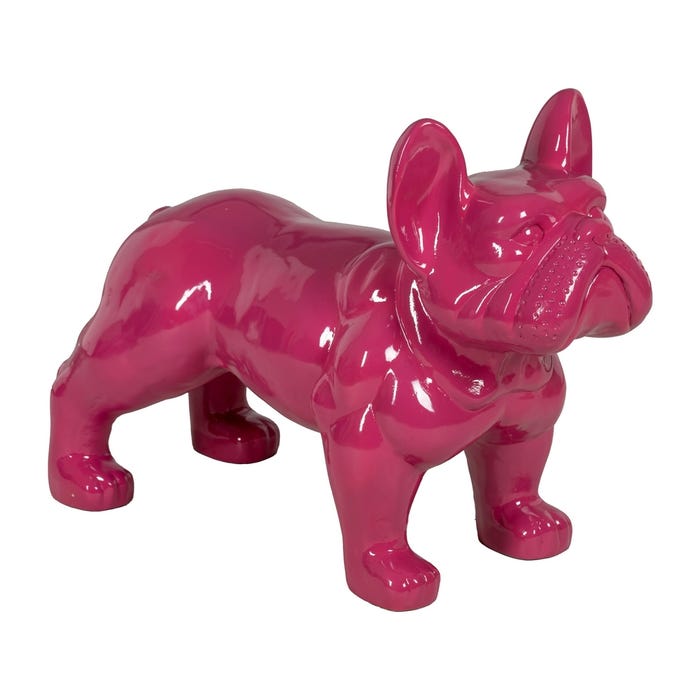 Figura de Bull Dog Resina Fúcsia 88 X 38 X 63 Cm