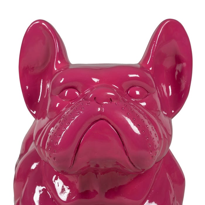 Figura de Bull Dog Resina Fúcsia 88 X 38 X 63 Cm