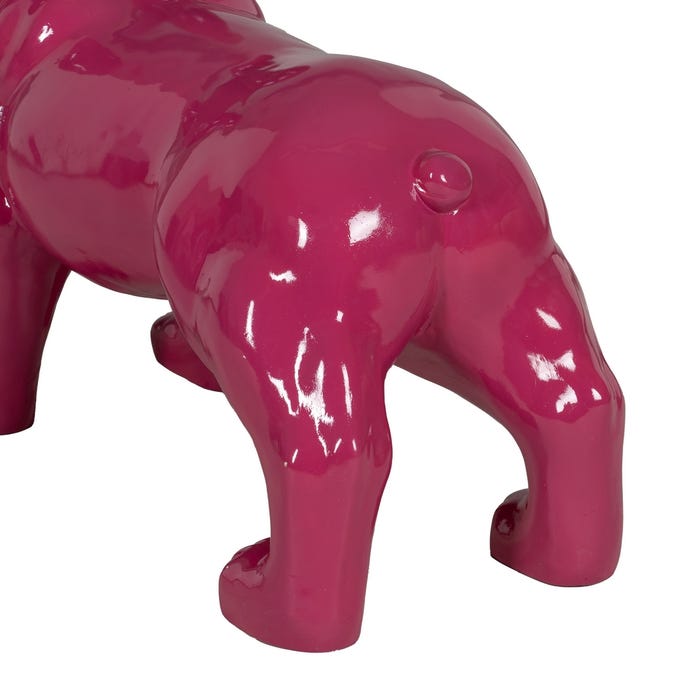 Figura de Bull Dog Resina Fúcsia 88 X 38 X 63 Cm