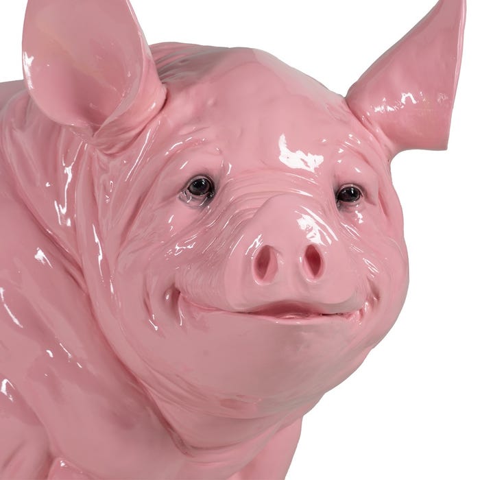 Figura de resina de porco rosa 95 x 59 x 79 cm