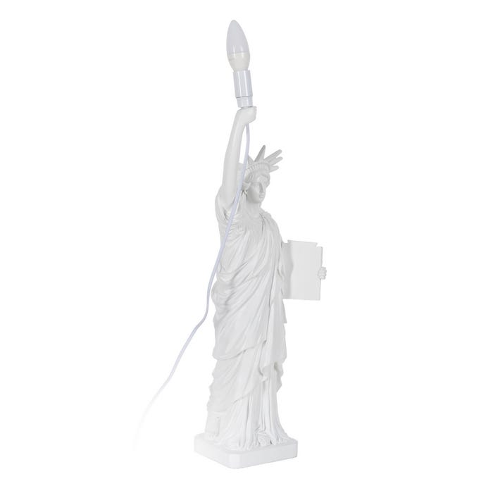 Lámpara Mesa Estatua Blanco Resina 18,50 X 17 X 57 Cm