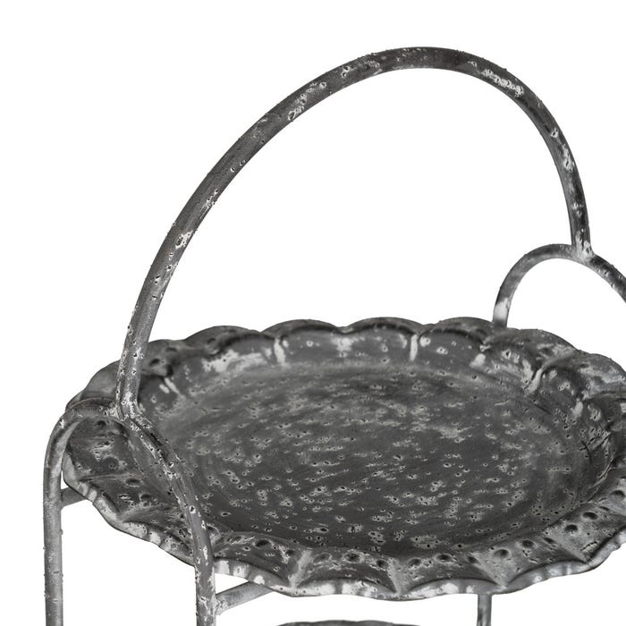 Bandeja Tripla Decoração Metálica Cinza 26,50 X 26 X 58 Cm
