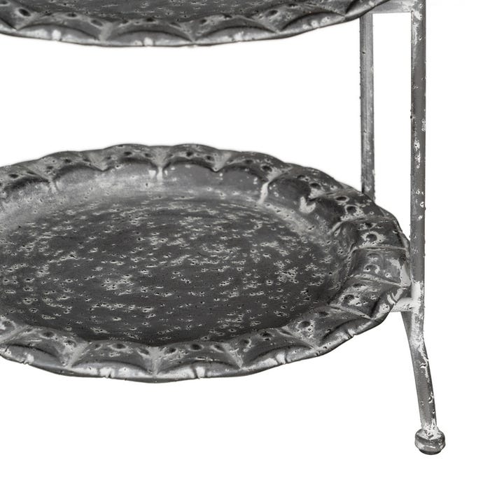 Bandeja Tripla Decoração Metálica Cinza 26,50 X 26 X 58 Cm