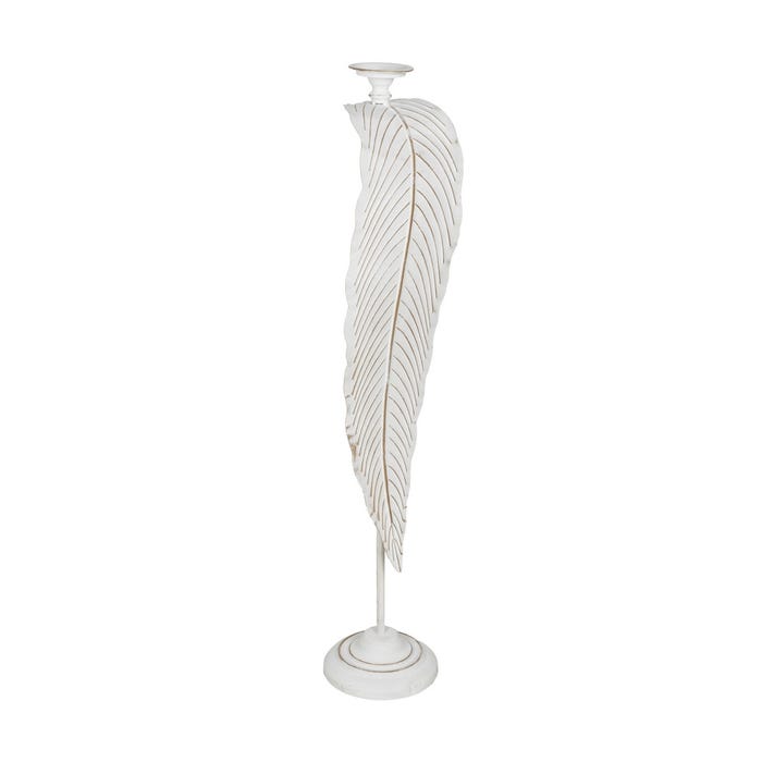 White Leaf Candle Holder Metal Decoration 23.50 X 22.50 X 118