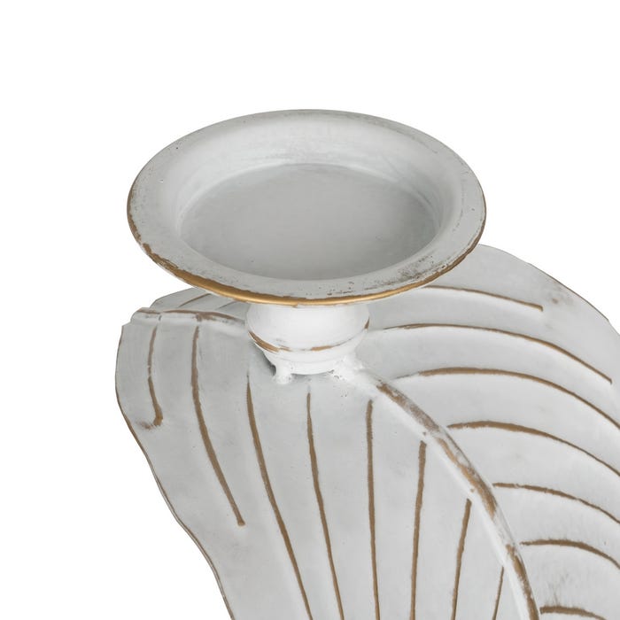 Porta-velas de folha branca em metal, decoração 23,50 x 22,50 x 118