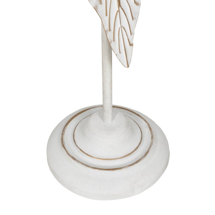 Porta-velas de folha branca em metal, decoração 23,50 x 22,50 x 118
