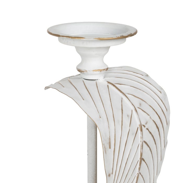 Porta-velas de folha branca decoração de metal 20 x 19 x 92 cm