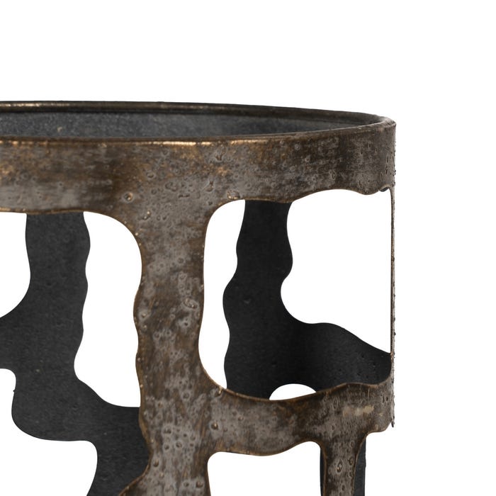 Porta-velas de metal dourado envelhecido 18 x 18 x 65 cm