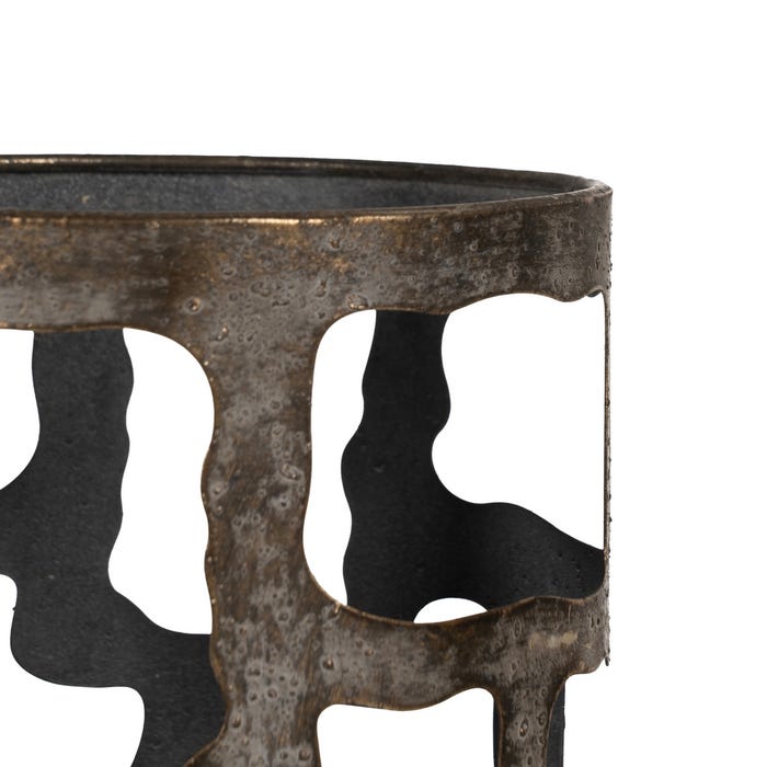 Portavelas Oro Envejecido Metal 18 X 18 X 79 Cm