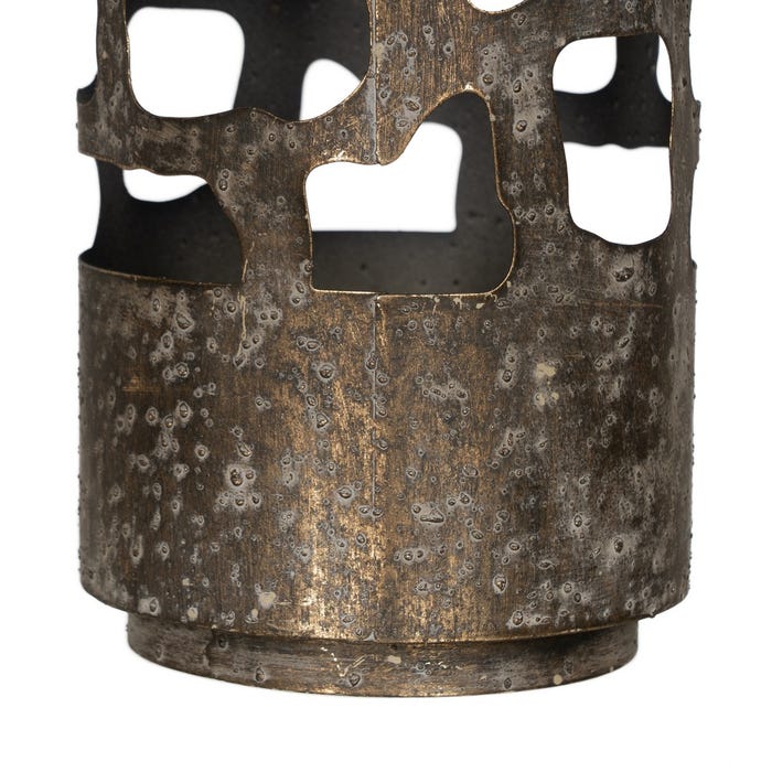 Portavelas Oro Envejecido Metal 15 X 15 X 25 Cm