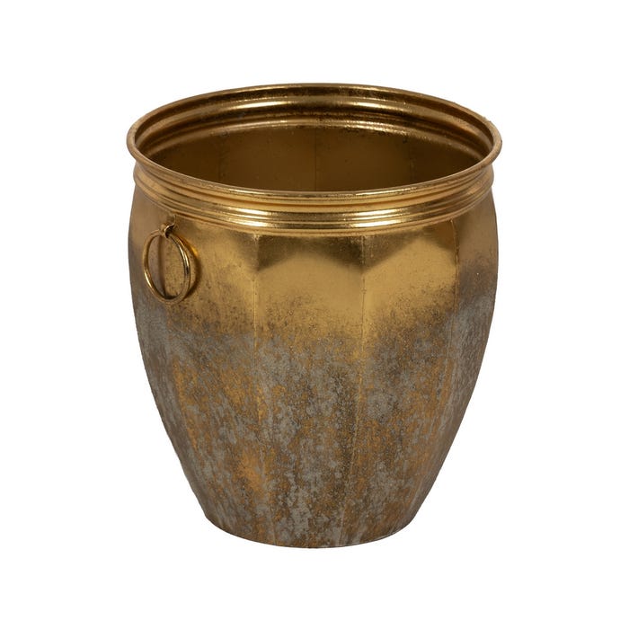 S/3 Maceteros Oro Metal Decoración 41 X 41 X 42,50 Cm