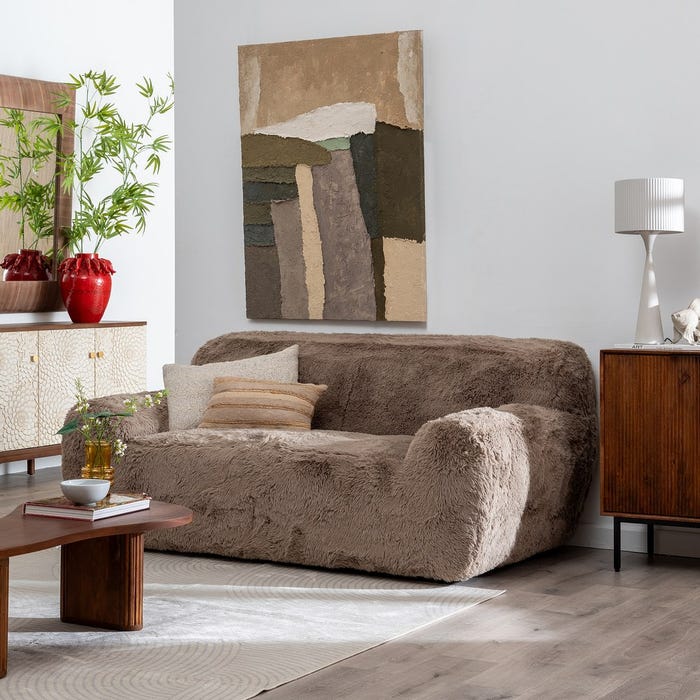 2-Seater Taupe Fabric Sofa 185 x 107 x 79.50 cm