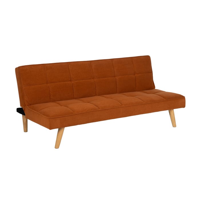Orange Sofa Bed Wood Decoration 175 X 84 X 73 Cm