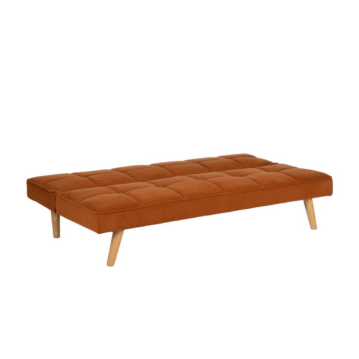 Orange Sofa Bed Wood Decoration 175 X 84 X 73 Cm
