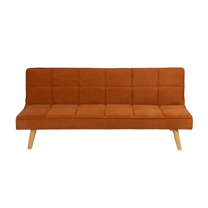 Orange Sofa Bed Wood Decoration 175 X 84 X 73 Cm