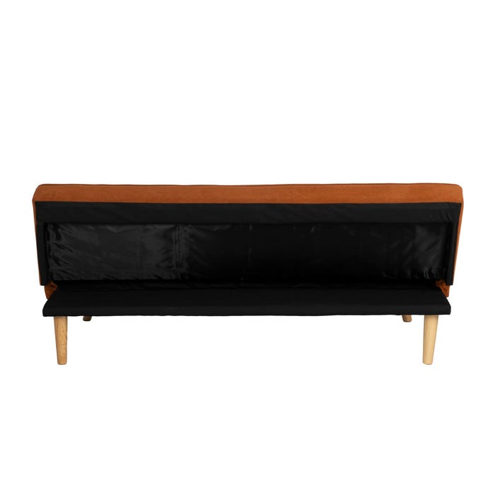 Orange Sofa Bed Wood Decoration 175 X 84 X 73 Cm