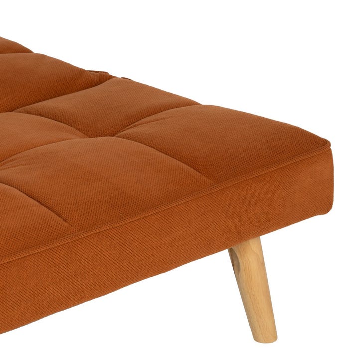 Orange Sofa Bed Wood Decoration 175 X 84 X 73 Cm
