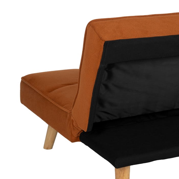 Orange Sofa Bed Wood Decoration 175 X 84 X 73 Cm